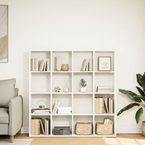 Библиотека, бяла, 137,5x29x137,5 см, инженерно дърво