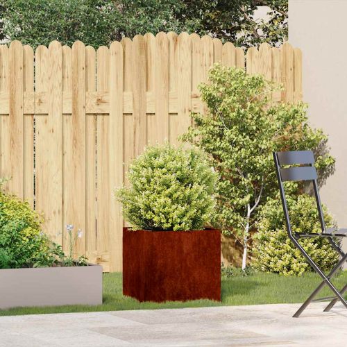 Кашпа, ръждива, 40x40x40 см, патинираща стомана