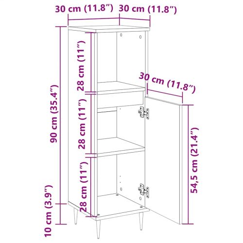 Шкаф за баня, кафяв дъб, 30x30x100 см, инженерно дърво