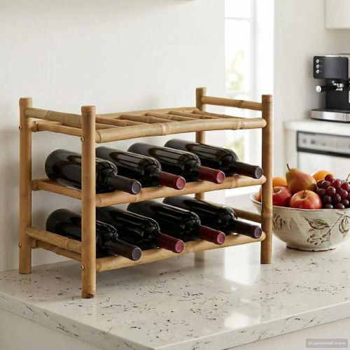 Винен рафт Естествен 57 x 29,5 x 36 см Бамбук