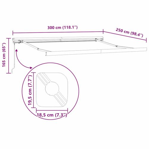 Сгъваем навес Червено и бяло 300 x 250 cm Текстил и Метал