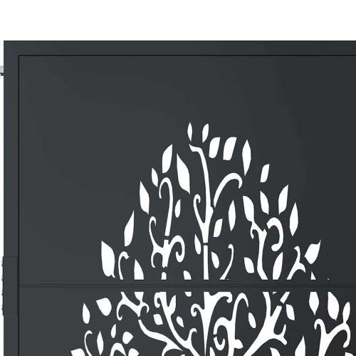 Градинска порта, антрацит, 100x100 см, стоманена, дизайн с дърво