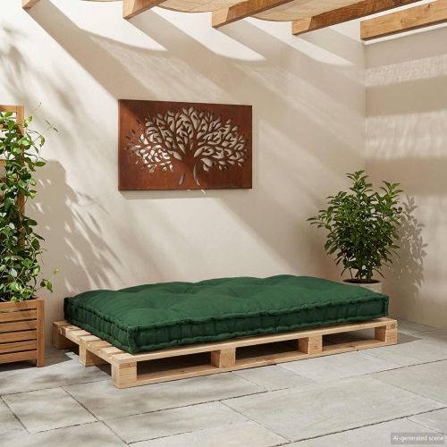 Кушон за палетен диван Зелено 120 x 80 x 12 cm Текстил
