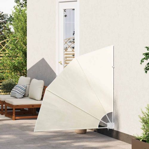 Сгъваема странична тента за балкон, кремава, 140x140 см