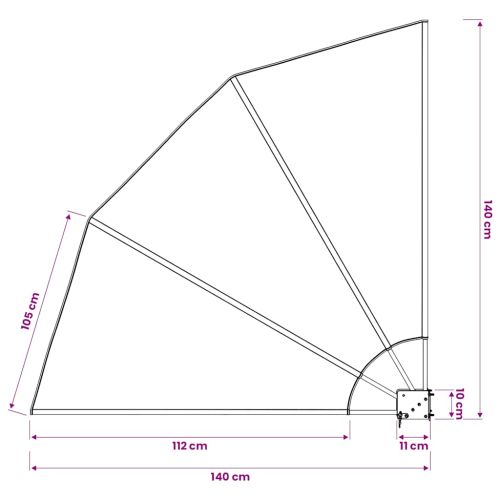 Сгъваема странична тента за балкон, кремава, 140x140 см