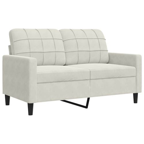 Комплект дивани от 3 части с възглавници, кремав, кадифе