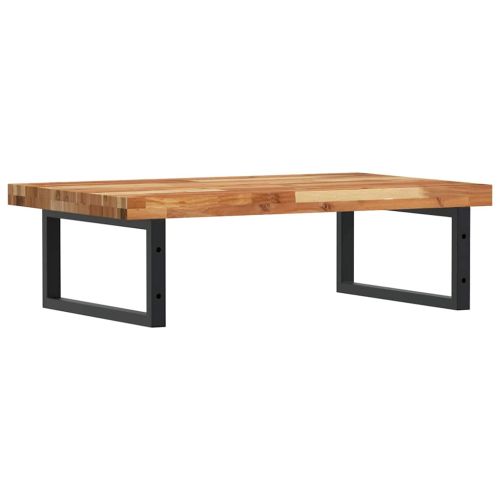 Стенен рафт за мивка, стомана и масивно дърво акация