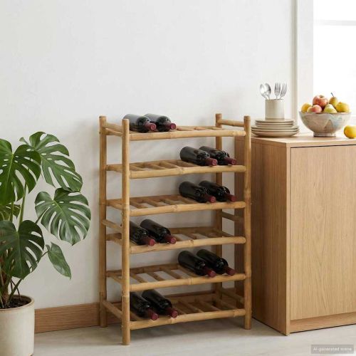 Винен рафт Естествен 57 x 29,5 x 72 см Бамбук