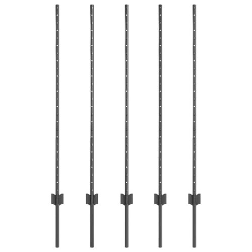 Стълб за ограда. 5 pcs Сив 120 cm Стомана