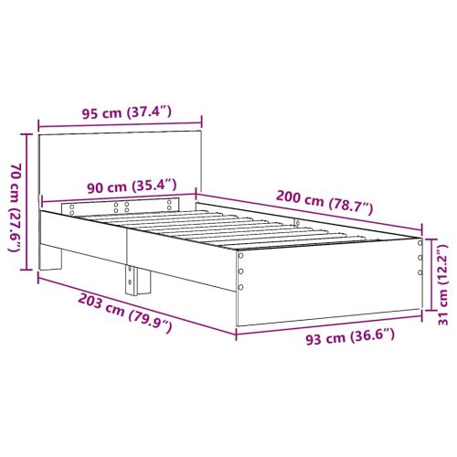 Рамка за легло с таблото Дъб 90 x 200 cm Инженерно дърво