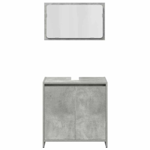 Комплект мебели за баня от 4 части бетонно сив инженерно дърво