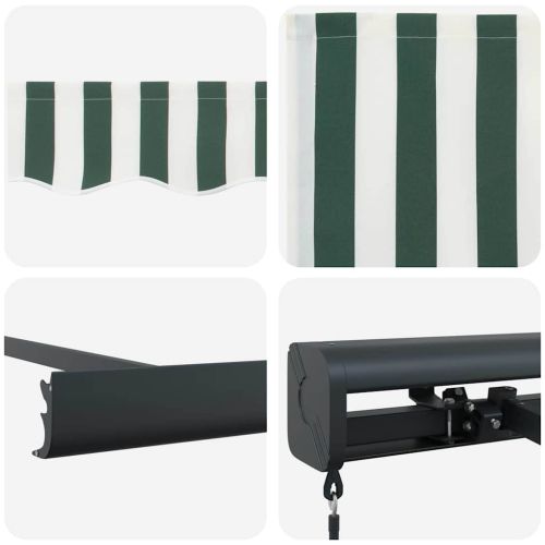 Сгъваем навес Зелен и бял 350 x 250 cm Текстил и Метал