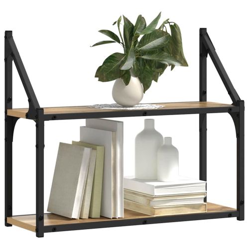 Стенен рафт с рафт дъб артизан 60 x 21 x 51 cm Инженерно дърво