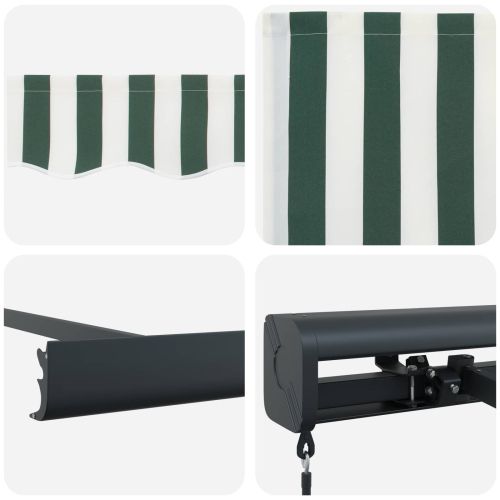 Сгъваем навес Зелен и бял 500 × 300 cm Текстил и Метал
