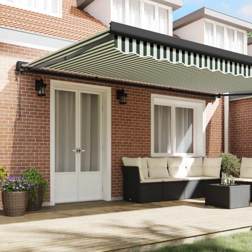 Сенник Зелен и бял 500 x 300 x 165 см Полиестер и алуминий