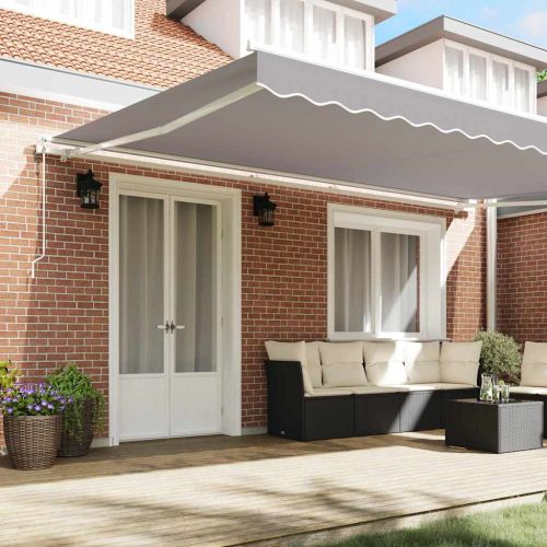 Електрически разтегателен навес Светлосиво 500 × 350 cm