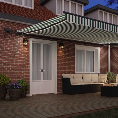 Сгъваем навес Зелен и бял 500 ×350 cm текстил