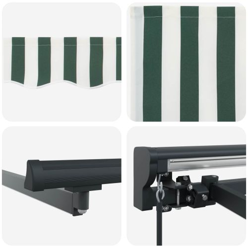 Ръчна рамка за сенник с LEDs Зелено, Бяло, Антрацит 4,5 × 3,5 m