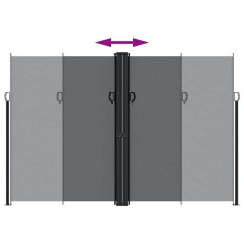 Прибираща се странична тента, черна, 220x600 см