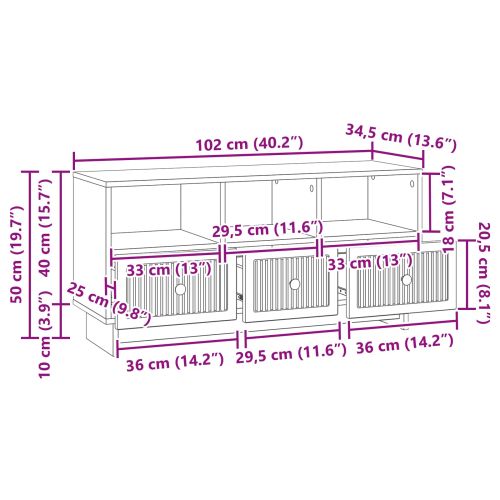 ТВ шкаф Опушен дъб 102 x 34,5 x 50 см Инженерна дървесина