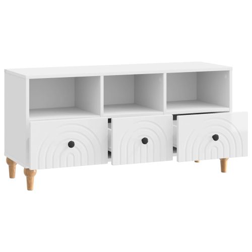 ТВ шкаф Висок Гланцов Бял 102 x 34,5 x 50 см