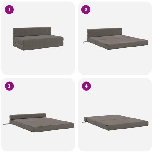 Разтегателен диван легло Светлосиво 203 x 152 x 15 см