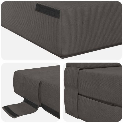 Разтегателен диван легло Тъмен сив 203 x 152 x 15 см