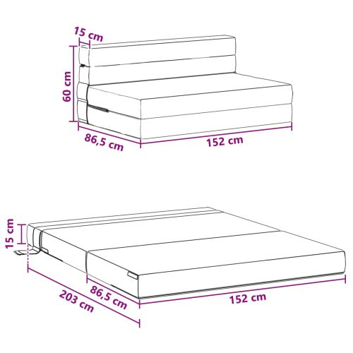Разтегателен диван легло Тъмен сив 203 x 152 x 15 см