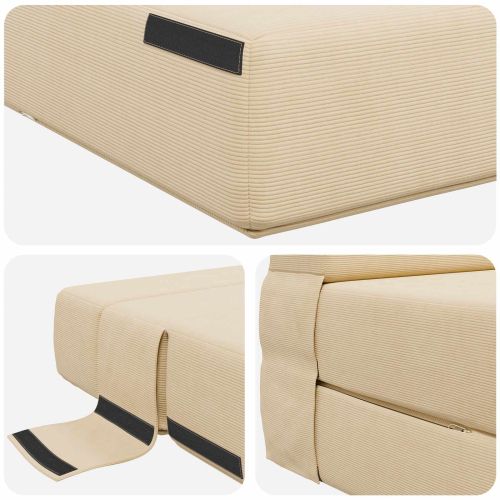 Разтегателен диван легло Крем 203 x 152 x 15 см Кордюрова тъкан
