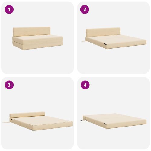 Разтегателен диван легло Крем 203 x 152 x 15 см Кордюрова тъкан