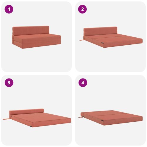 Разтегателен диван легло Червено оранжево 203 x 152 x 15 см