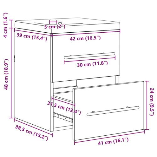 Шкаф за мивка в баня с чекмедже Кафяво 42 x 39 x 52 см