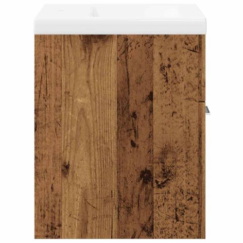 Комплект мебели за баня от 2 части старо дърво инженерно дърво