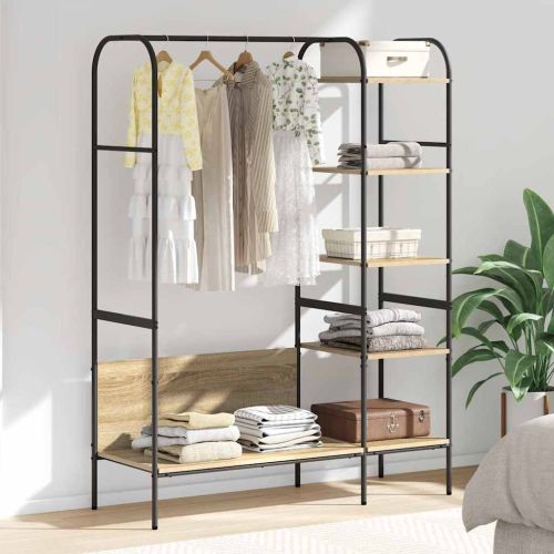 Държач за дрехи с рафт Кафяво 120 x 44 x 160 см Инженерно дърво