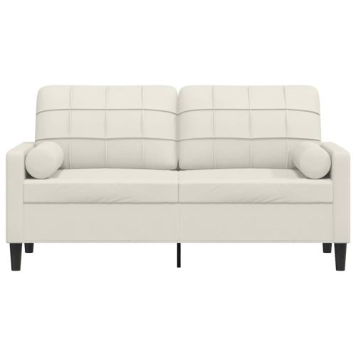 2-местен диван с декоративни възглавници кремав 140 см кадифе