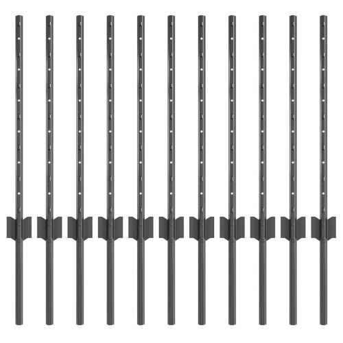 Стълб за ограда. 11 pcs Сив 60 cm Стомана