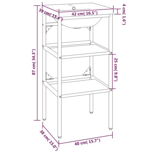 Рамка за мивка за баня с вграден умивалник, бяла, желязна
