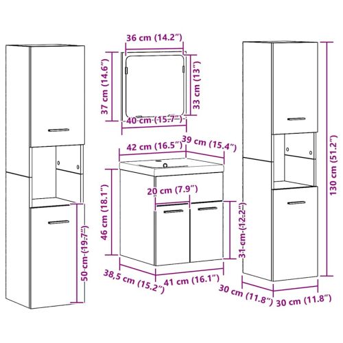 Комплект мебели за баня 4 pcs Старо дърво Инженерно дърво