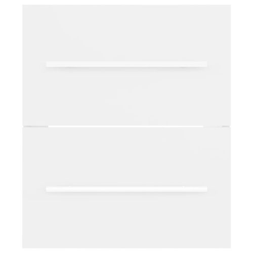 Шкаф за баня с вградена мивка, бял, инженерно дърво