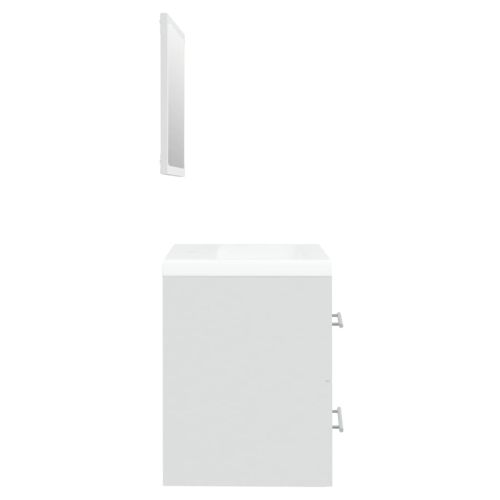 Шкаф за мивка с вградена мивка, бял, инженерно дърво