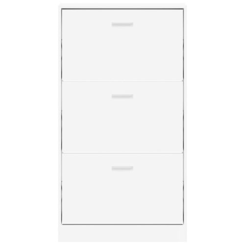 Шкаф за обувки, бял, 59x17x108 см, инженерно дърво