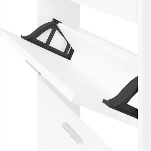 Шкаф за обувки, бял, 59x17x108 см, инженерно дърво