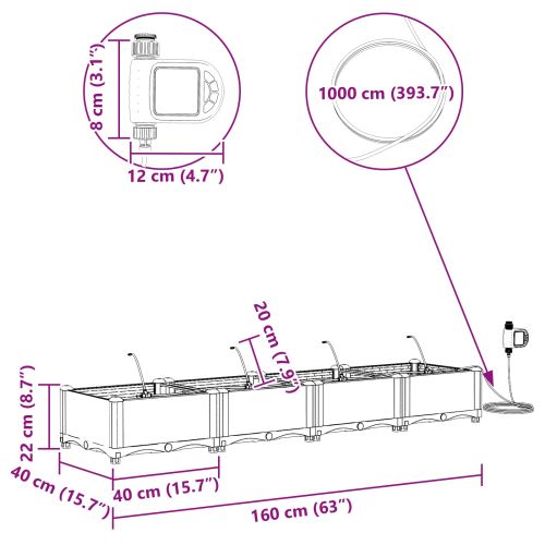 Градинска саксия 4 pcs Сив 160 x 40 x 22 см Пластмаса