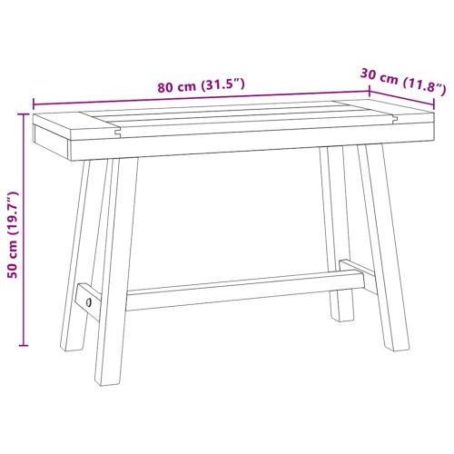 Пейка, 80 см, тиково дърво масив