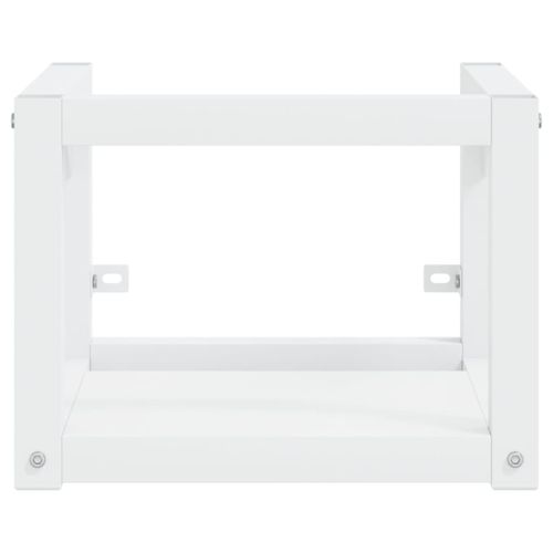 Рамка за мивка за баня с вграден умивалник, бяла, желязна