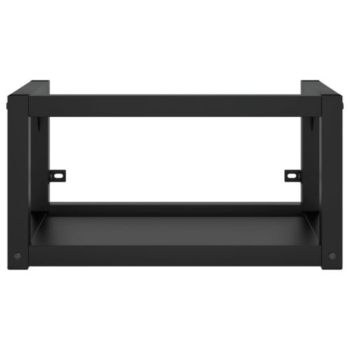 Рамка за мивка за баня с вграден умивалник, черна, желязна