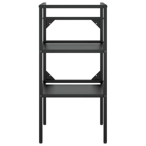 Рамка за мивка за баня с вграден умивалник, черна, желязна