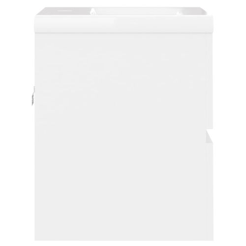 Шкаф за баня с вградена мивка, бял, ПДЧ
