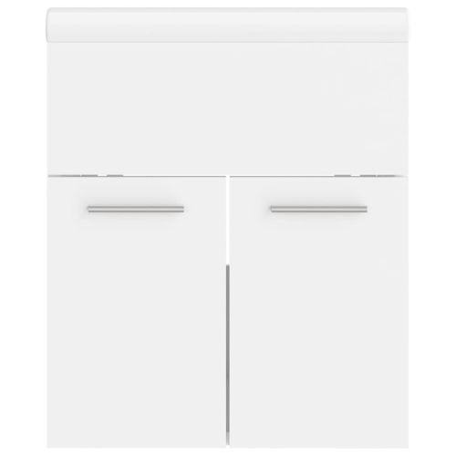 Шкаф за баня с вградена мивка, бял, инженерно дърво