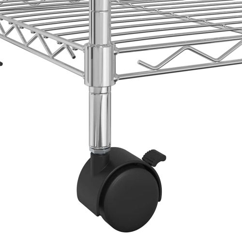 4-етажен стелаж за съхранение с колела 90x35x142 см хром 200 кг